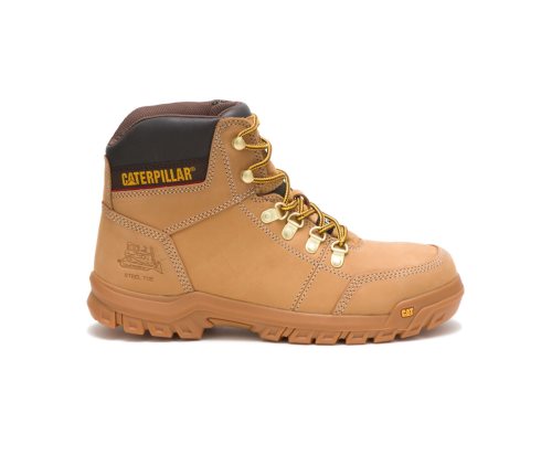 Brown Caterpillar Outline Steel Toe Work Boot - Men's Work Boots Egypt 29UMMI4