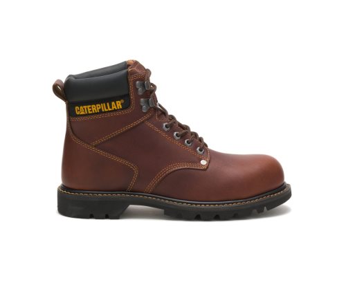 Brown Caterpillar Second Shift Steel Toe Work Boot - Men's Work Boots Egypt W2NA42S