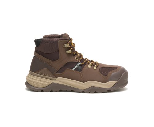 Chocolate Caterpillar Provoke Mid Waterproof Alloy Toe Work Boot - Men's Work Boots Egypt VECM29B