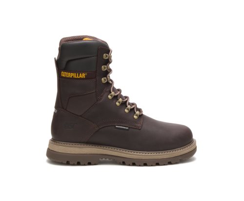 Coffee Caterpillar Fairbanks 8" Waterproof TX Steel Toe Work Boot - Men's Work Boots Egypt B28CVKR