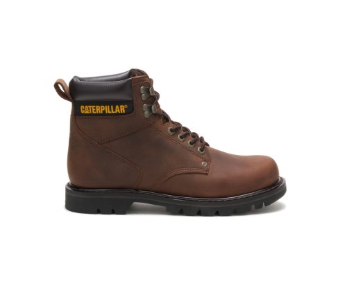 Dark Brown Caterpillar Second Shift Work Boot - Men's Work Boots Egypt YSFYFOW