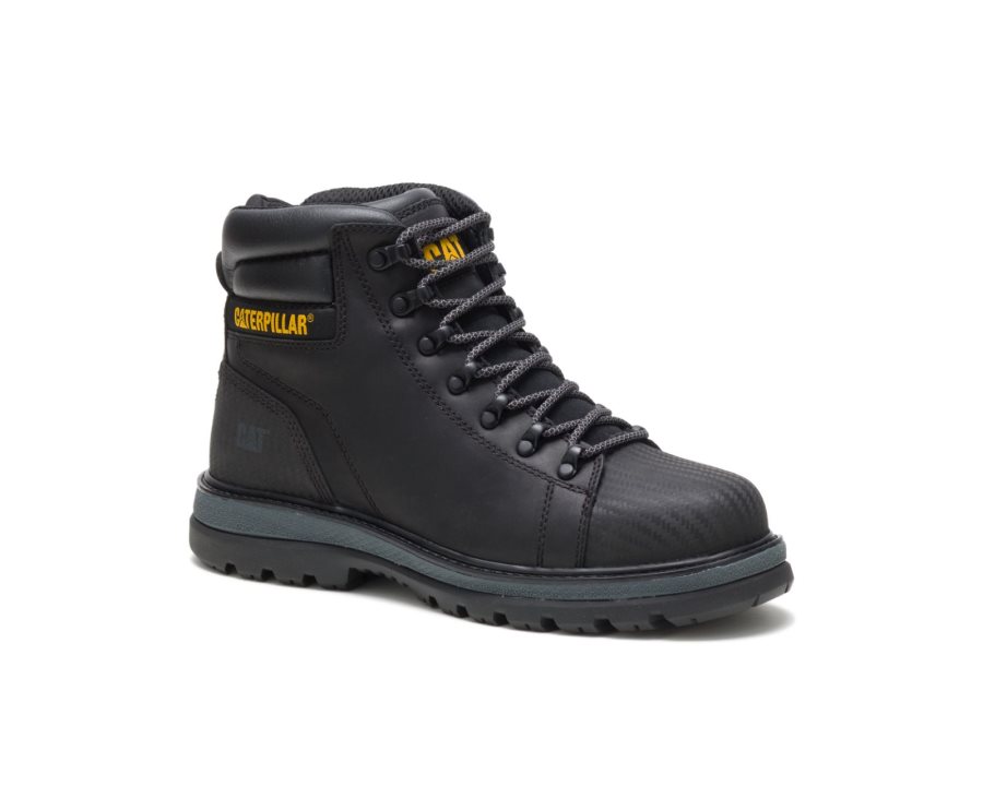 Black Caterpillar Foxfield Steel Toe Work Boot - Men's Work Boots Egypt RXJU0VD