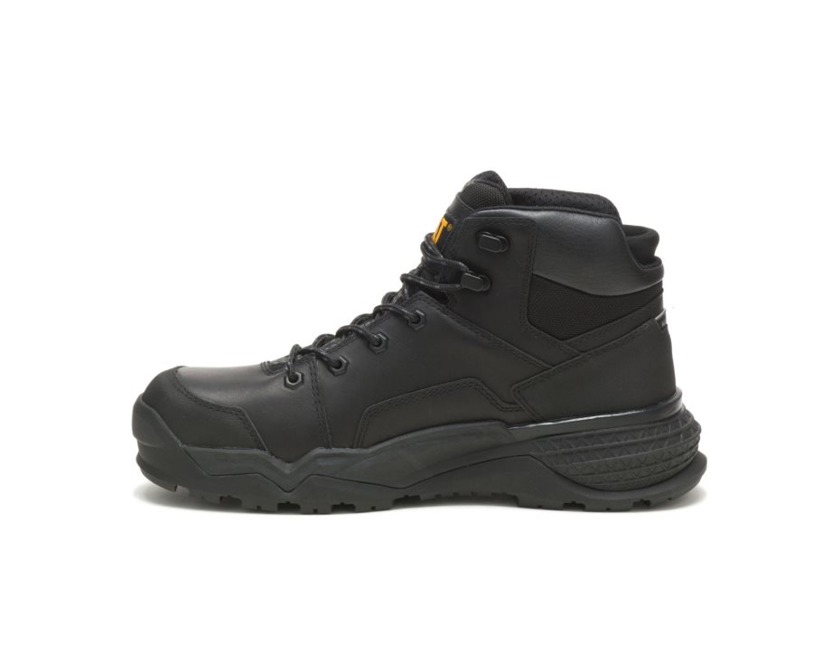 Black Caterpillar Provoke Mid Waterproof Alloy Toe Work Boot - Men's Work Boots Egypt 633WA46