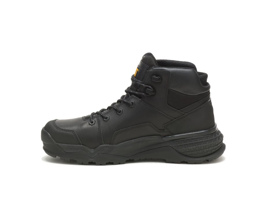 Black Caterpillar Provoke Mid Waterproof Work Boot - Men's Work Boots Egypt CPXVQE9