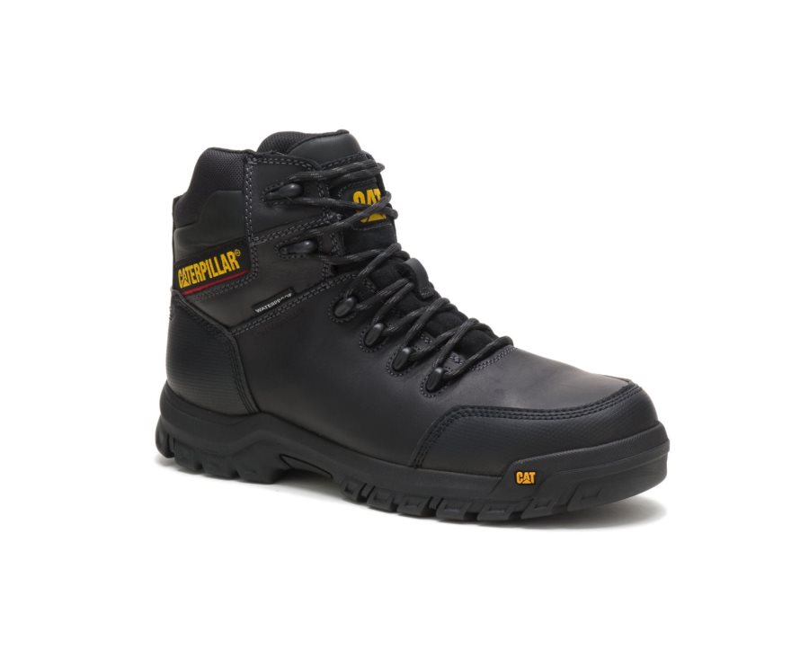 Black Caterpillar Resorption Waterproof Composite Toe Work Boot - Men's Work Boots Egypt C5ODDR0