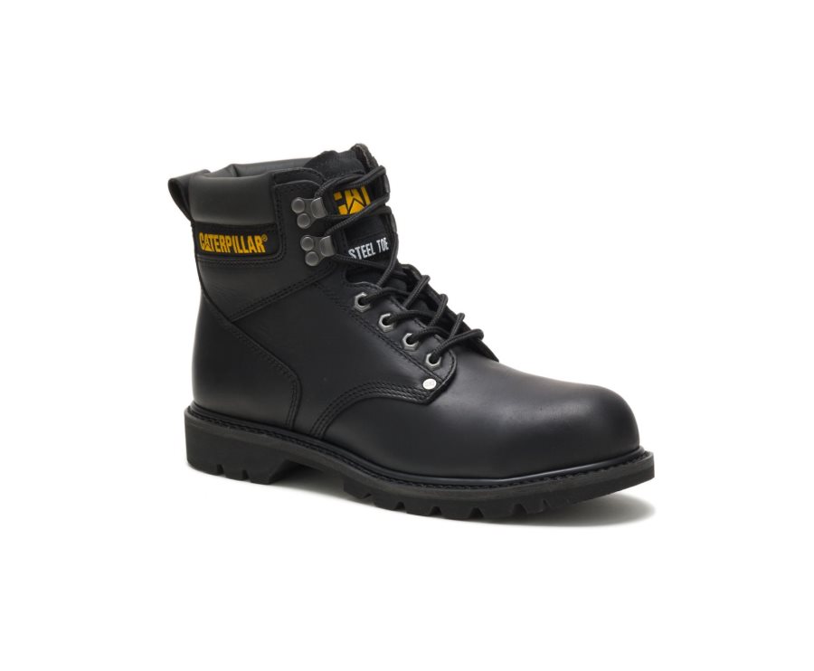 Black Caterpillar Second Shift Steel Toe Work Boot - Men's Work Boots Egypt D9845H6