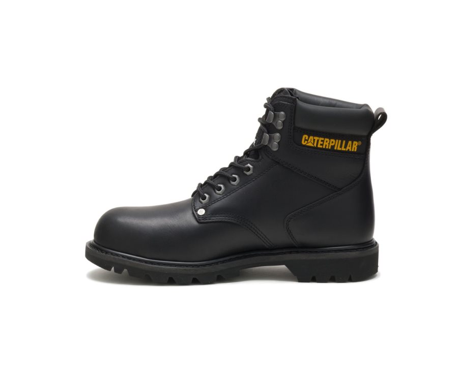 Black Caterpillar Second Shift Steel Toe Work Boot - Men's Work Boots Egypt D9845H6