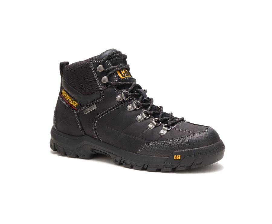 Black Caterpillar Threshold Waterproof Work Boot - Men's Work Boots Egypt 4RGDKLU