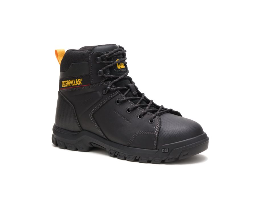 Black Caterpillar Wellspring Waterproof Metatarsal Guard Steel Toe Work Boot - Men's Work Boots Egypt CH4U3SV