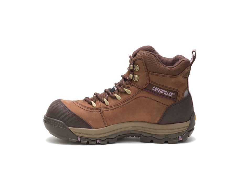 Brown Caterpillar Ally Waterproof Composite Toe Work Boot - Women's Work Boots Egypt U1TD4UU