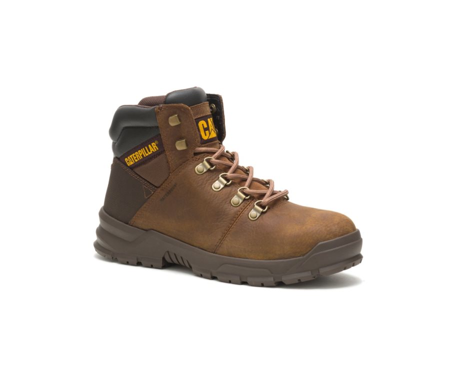 Brown Caterpillar Charge Waterproof Alloy Toe Work Boot - Men's Work Boots Egypt O4HCCM8