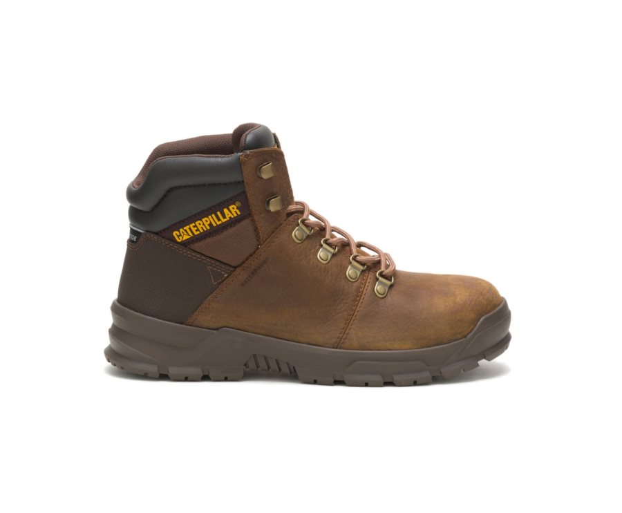 Brown Caterpillar Charge Waterproof Alloy Toe Work Boot - Men\'s Work Boots Egypt O4HCCM8