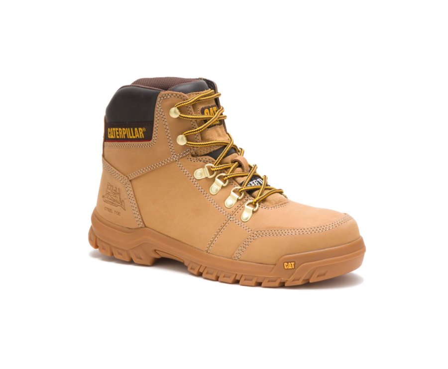 Brown Caterpillar Outline Steel Toe Work Boot - Men's Work Boots Egypt 29UMMI4