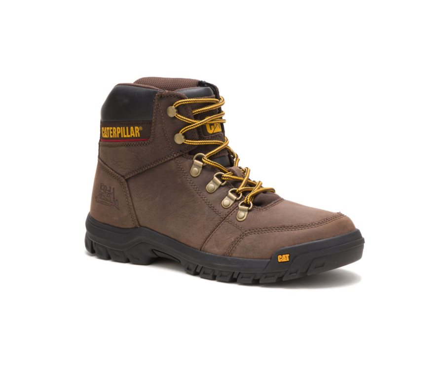 Brown Caterpillar Outline Work Boot - Men's Work Boots Egypt ALPQR6U