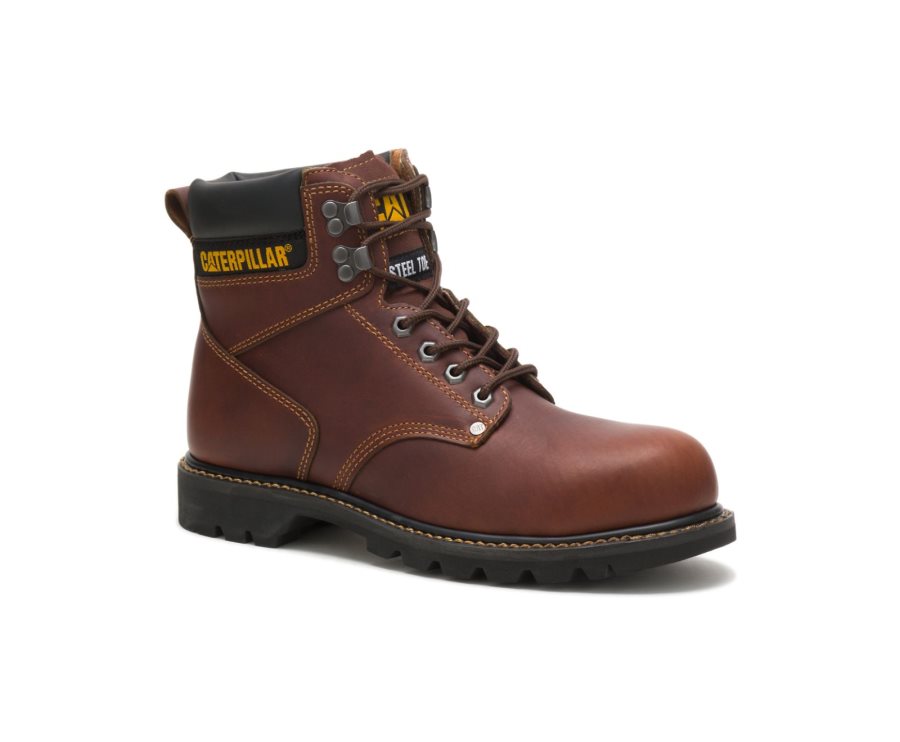 Brown Caterpillar Second Shift Steel Toe Work Boot - Men's Work Boots Egypt W2NA42S