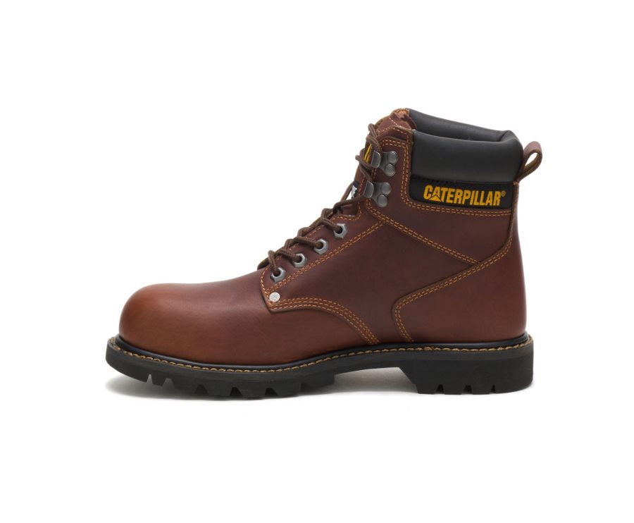 Brown Caterpillar Second Shift Steel Toe Work Boot - Men's Work Boots Egypt W2NA42S