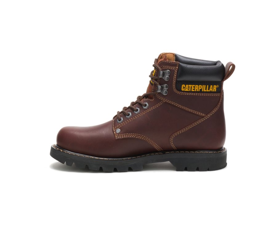 Brown Caterpillar Second Shift Work Boot - Men's Work Boots Egypt SQMEXM2