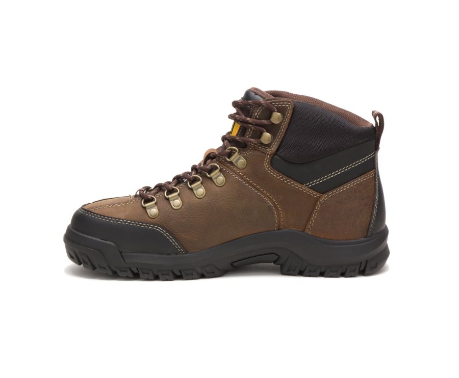 Brown Caterpillar Threshold Waterproof Steel Toe Work Boot - Men's Work Boots Egypt 9L6AAF6