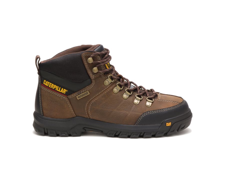 Brown Caterpillar Threshold Waterproof Steel Toe Work Boot - Men\'s Work Boots Egypt 9L6AAF6