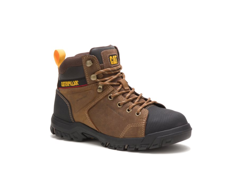 Brown Caterpillar Wellspring Waterproof Metatarsal Guard Steel Toe Work Boot - Women's Work Boots Egypt 3QSTE5E