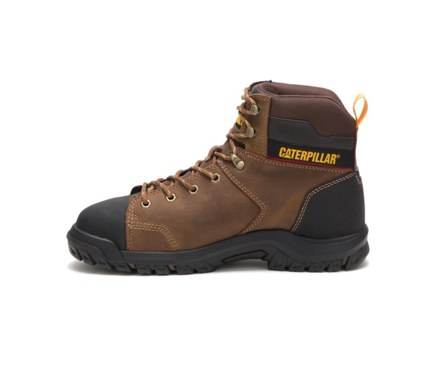 Brown Caterpillar Wellspring Waterproof Metatarsal Guard Steel Toe Work Boot - Men's Work Boots Egypt JG1UQ4N