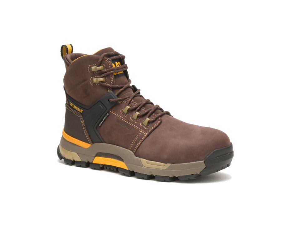 Coffee Caterpillar CAT EDGE Waterproof Nano Toe Work Boot - Men's Work Boots Egypt OON36HB