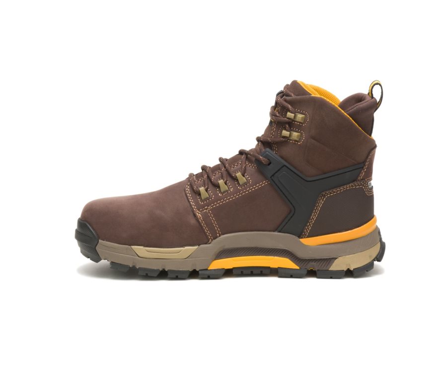 Coffee Caterpillar CAT EDGE Waterproof Nano Toe Work Boot - Men's Work Boots Egypt OON36HB