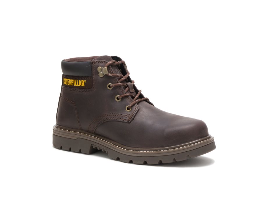 Coffee Caterpillar Outbase Steel Toe Work Boot - Men's Work Boots Egypt U81YPM1