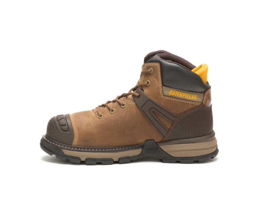 Dark Beige Caterpillar Excavator Superlite Waterproof Soft Toe Work Boot - Men's Work Boots Egypt O83JC3U