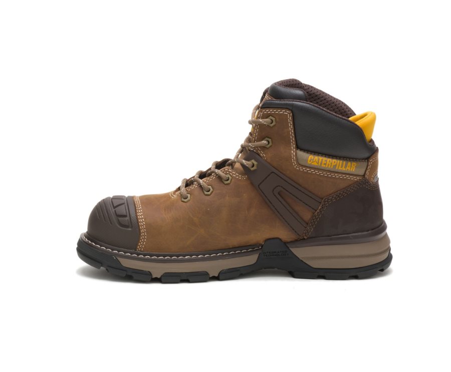 Dark Biege Caterpillar Excavator Superlite Waterproof Nano Toe Work Boot - Men's Work Boots Egypt BY52902