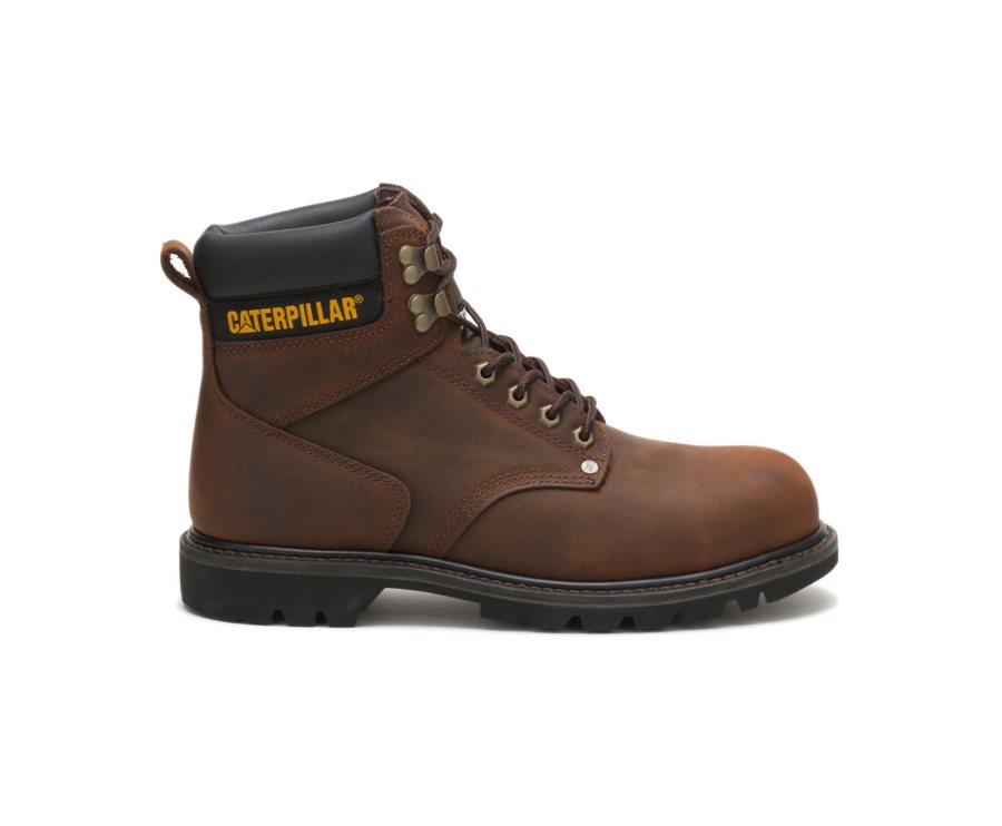 Dark Brown Caterpillar Second Shift Steel Toe Work Boot - Men\'s Work Boots Egypt K04PI8N