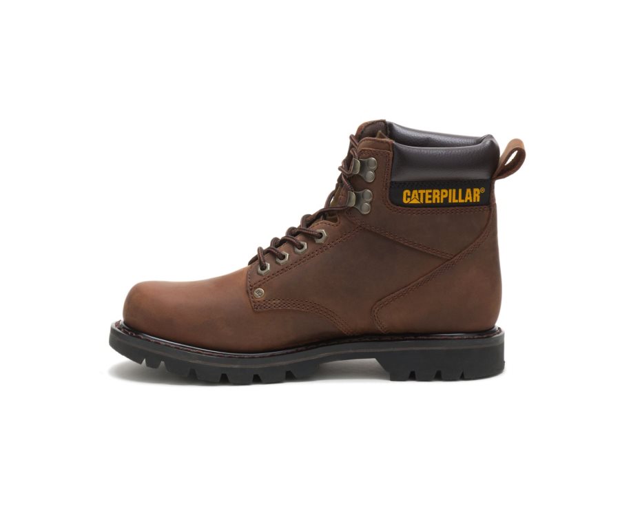 Dark Brown Caterpillar Second Shift Work Boot - Men's Work Boots Egypt YSFYFOW