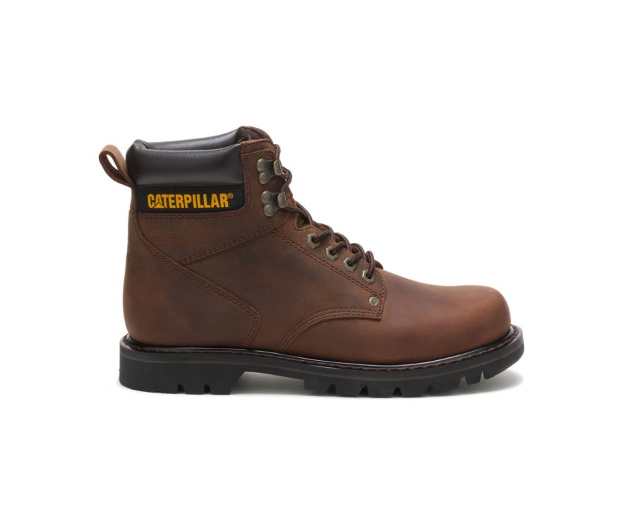 Dark Brown Caterpillar Second Shift Work Boot - Men\'s Work Boots Egypt YSFYFOW