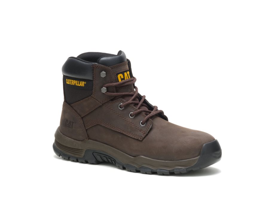 Dark Chocolate Caterpillar Upholder Waterproof Steel Toe Work Boot - Men's Work Boots Egypt VP4RLPJ