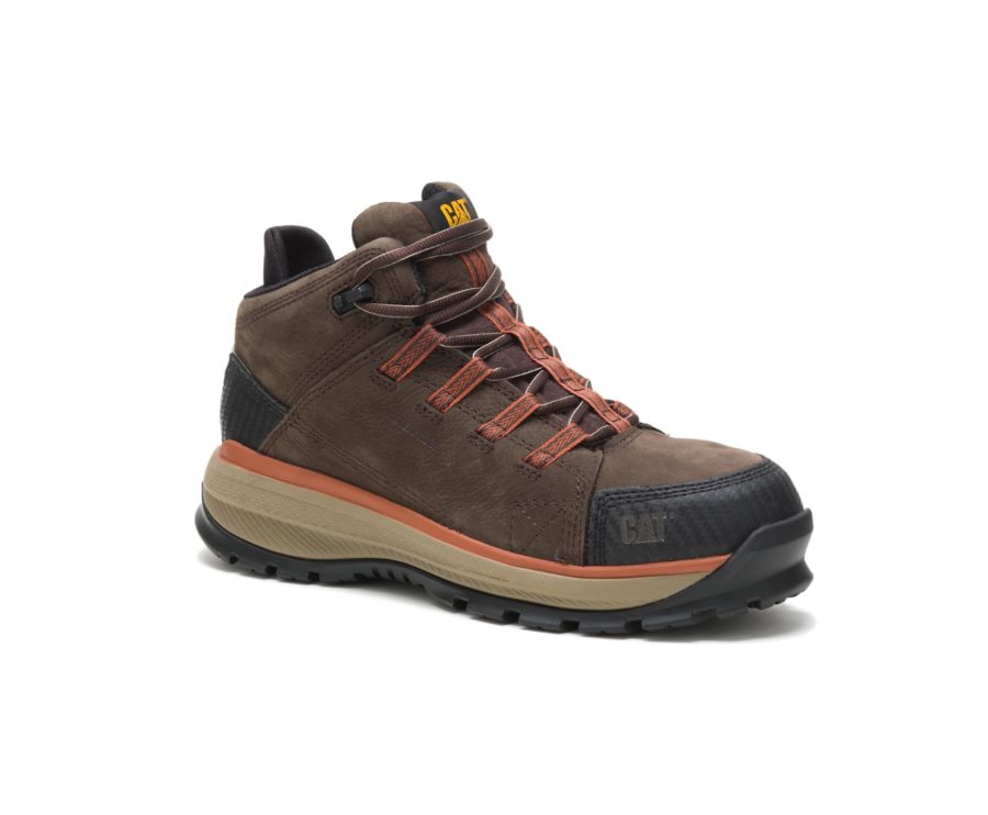 Dark Chocolate Caterpillar Utilize Waterproof Alloy Toe Work Boot - Men's Work Boots Egypt KIJ2KTY