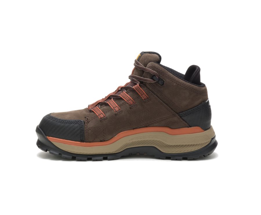 Dark Chocolate Caterpillar Utilize Waterproof Alloy Toe Work Boot - Men's Work Boots Egypt KIJ2KTY