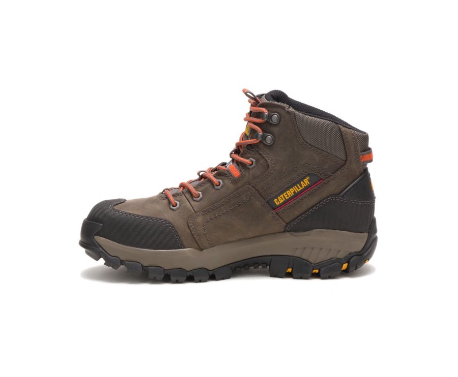 Dark Grey Caterpillar Navigator Mid Waterproof Steel Toe Work Boot - Men's Work Boots Egypt ZGK0PFL