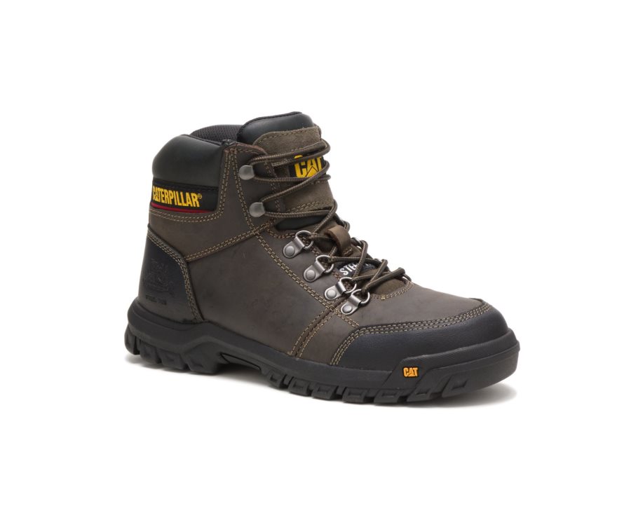 Dark Grey Caterpillar Outline Steel Toe Work Boot - Men's Work Boots Egypt QMCMEHE