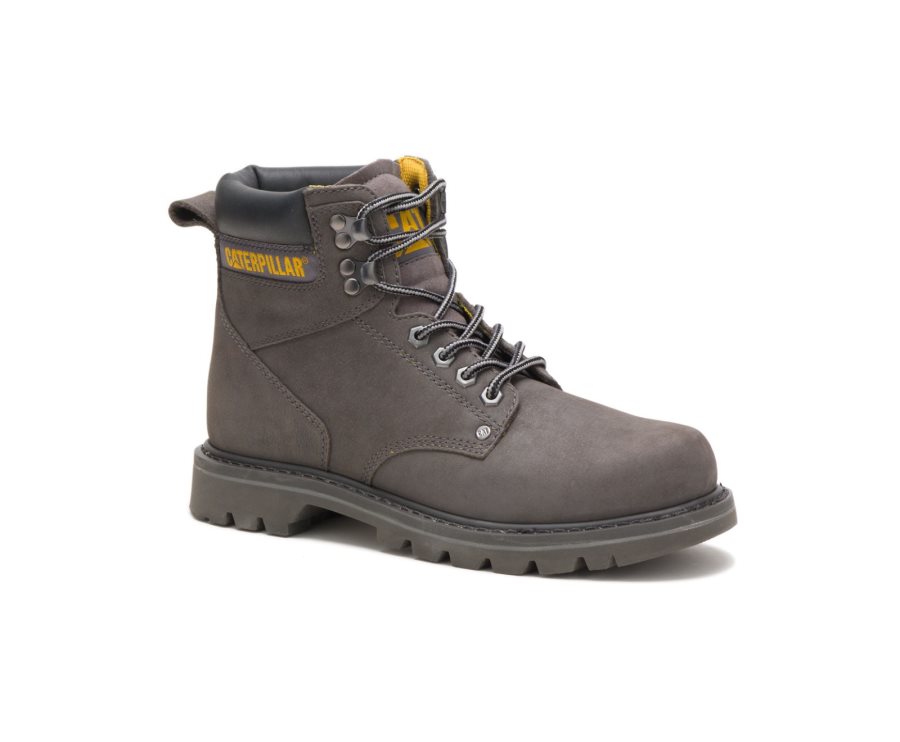 Grey Caterpillar Second Shift Steel Toe Work Boot - Men's Work Boots Egypt ID6OFQL